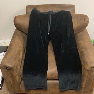 3/$30. Black velvet track pants.